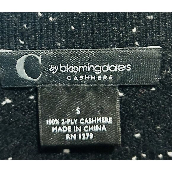 C by Bloomingdale's 100% Cashmere Sweater Set Black White Fleck Twin Set Small - Picture 4 of 14